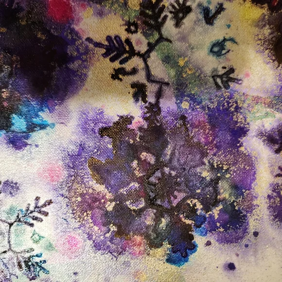 HANDCRAFTED Abstract Snowflake Colorful Painting HANDPAINTED Artwork Wall Decor